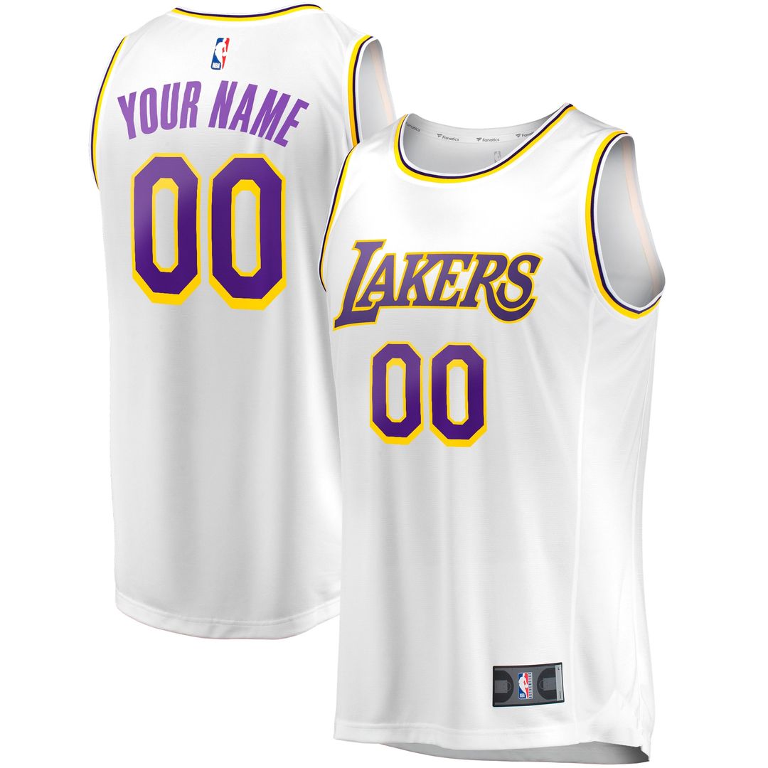 Los Angeles Lakers Fanatics Fast Break Custom Replica Jersey - Association Edition - White Official NBA Team Apparel Basketball Fan Gear