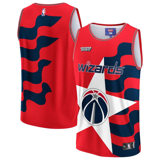Washington Wizards NBA & KidSuper Studios by Fanatics Unisex Hometown Jersey - Red Official NBA Team Apparel Basketball Fan Gear