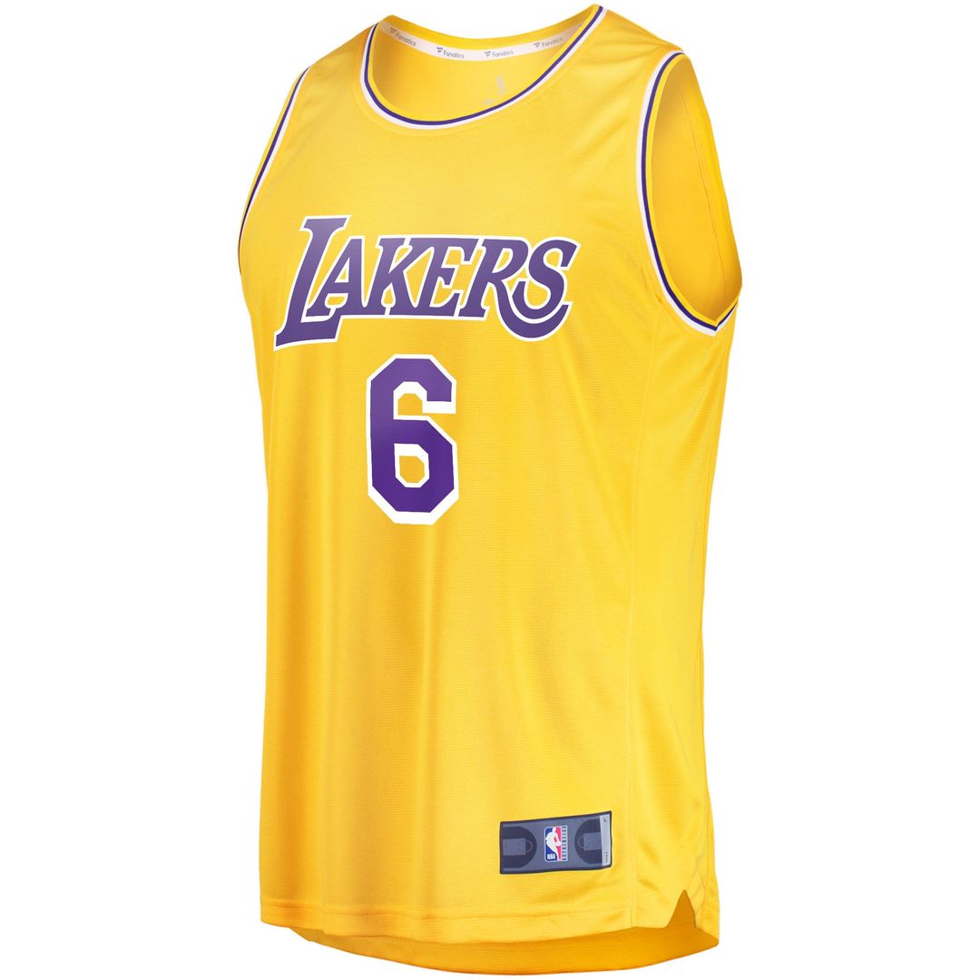 LeBron James Los Angeles Lakers Fanatics 2021/22 Fast Break Replica Jersey - Icon Edition - Gold Official NBA Team Apparel Basketball Fan Gear
