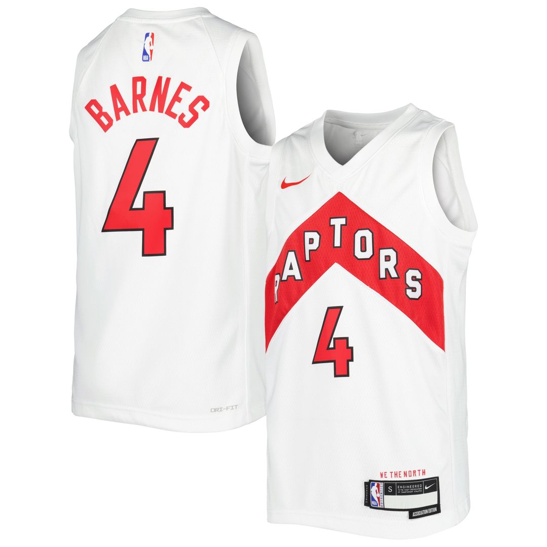 Scottie Barnes Toronto Raptors Nike Youth Swingman Jersey - Association Edition - White Official NBA Team Apparel Basketball Fan Gear