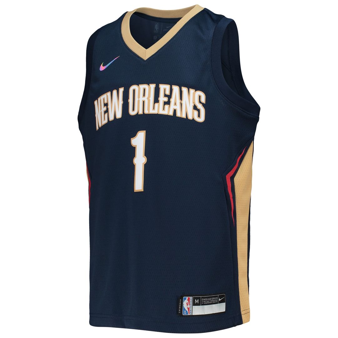Zion Williamson New Orleans Pelicans Nike Youth 2021/22 Diamond Swingman Jersey - Icon Edition - Navy Official NBA Team Apparel Basketball Fan Gear