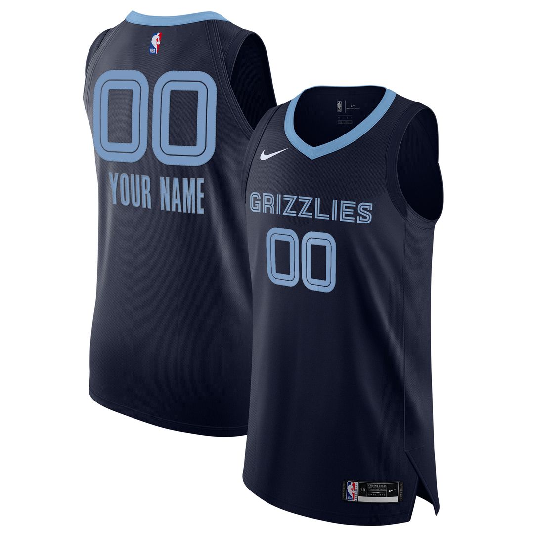 Memphis Grizzlies Nike 2020/21 Authentic Custom Jersey Navy - Icon Edition Official NBA Team Apparel Basketball Fan Gear
