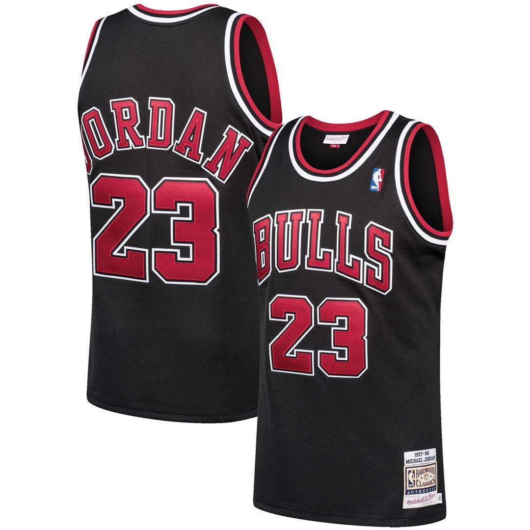 Michael Jordan Chicago Bulls Mitchell & Ness 1997/98 Hardwood Classics Authentic Jersey - Black Official NBA Team Apparel Basketball Fan Gear