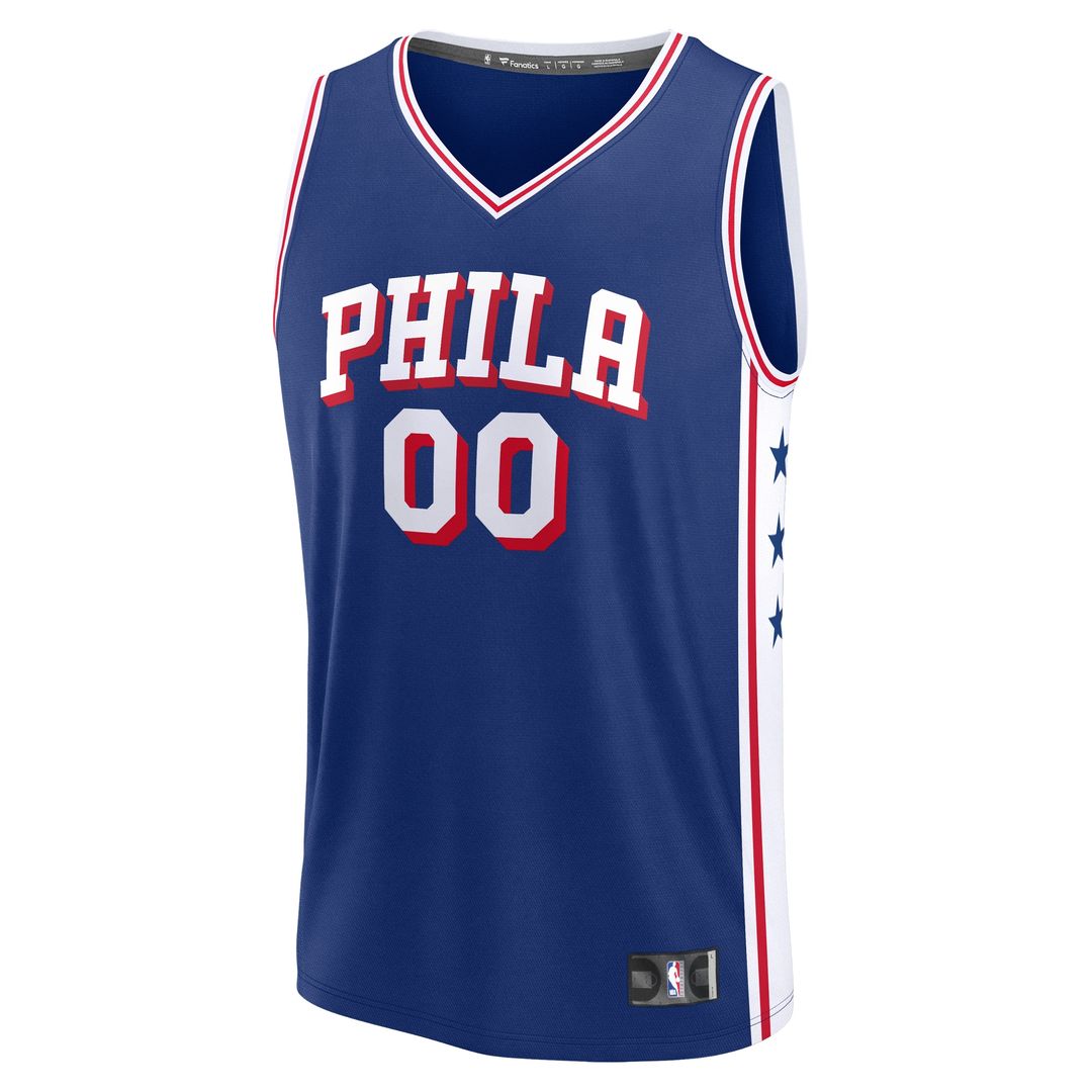 Philadelphia 76ers Fanatics Youth Fast Break Custom Replica Jersey - Blue - Icon Edition Official NBA Team Apparel Basketball Fan Gear
