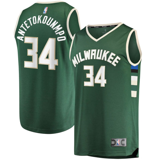 Giannis Antetokounmpo Milwaukee Bucks Fanatics Big & Tall Fast Break Player Jersey - Hunter Green - Icon Edition Official NBA Team Apparel Basketball
