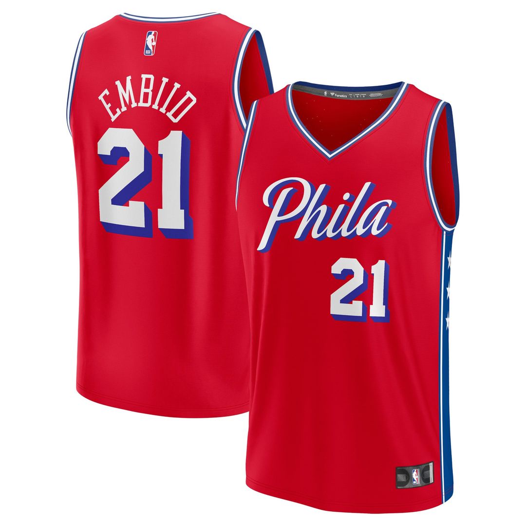 Joel Embiid Philadelphia 76ers Fanatics Fast Break Replica Player Jersey - Statement Edition - Red Official NBA Team Apparel Basketball Fan Gear
