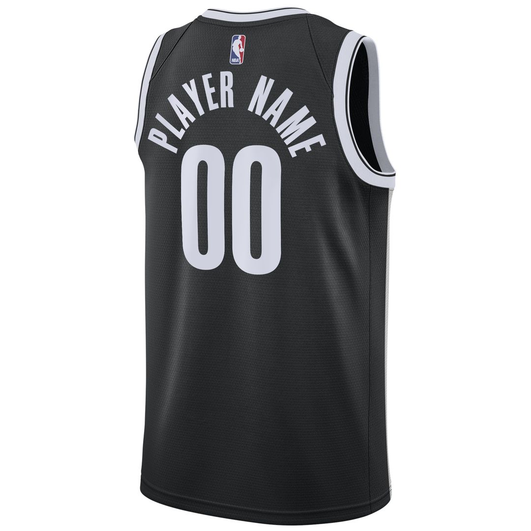 Brooklyn Nets Nike Swingman Custom Jersey Black - Icon Edition Official NBA Team Apparel Basketball Fan Gear