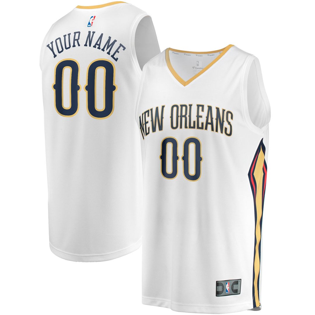 New Orleans Pelicans Fanatics Youth Fast Break Replica Custom Jersey - Association Edition - White Official NBA Team Apparel Basketball Fan Gear