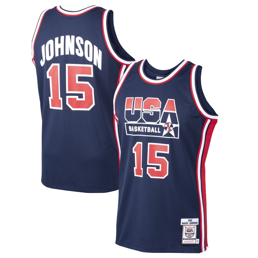 Magic Johnson USA Basketball Mitchell & Ness 1992 Dream Team Authentic Jersey - Navy Official NBA Team Apparel Basketball Fan Gear