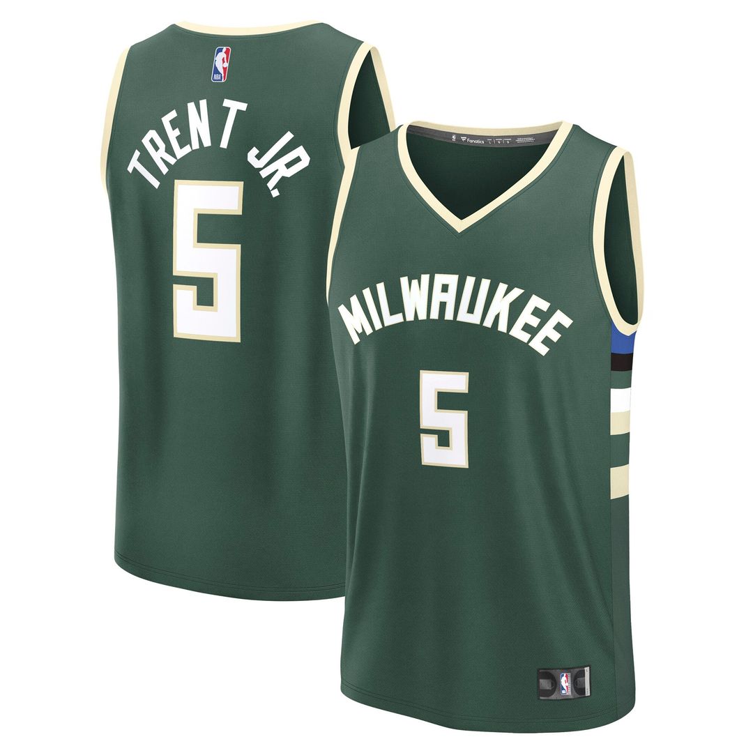 Gary Trent Jr. Milwaukee Bucks Fanatics Fast Break Replica Player Jersey - Icon Edition - Hunter Green Official NBA Team Apparel Basketball Fan Gear