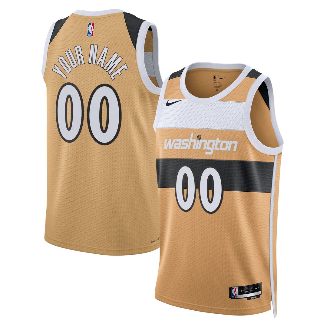 Washington Wizards Nike Unisex 2025/26 City Edition Swingman Custom Jersey - Gold Official NBA Team Apparel Basketball Fan Gear
