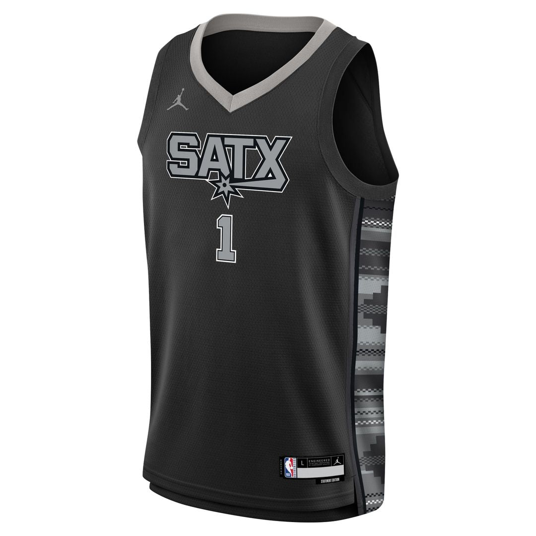 Victor Wembanyama San Antonio Spurs Jordan Brand Youth Swingman Jersey - Statement Edition - Black Official NBA Team Apparel Basketball Fan Gear