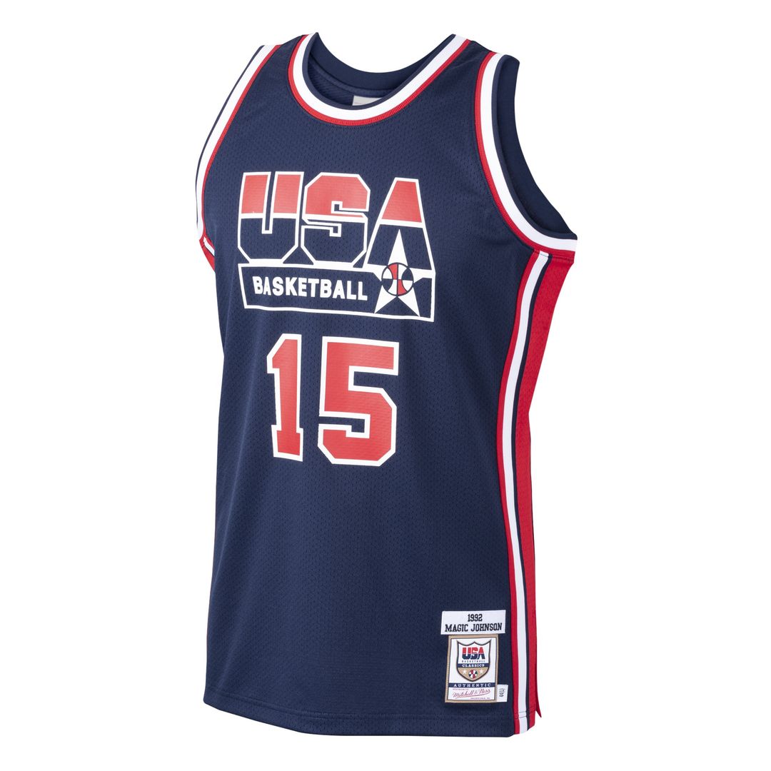 Magic Johnson USA Basketball Mitchell & Ness 1992 Dream Team Authentic Jersey - Navy Official NBA Team Apparel Basketball Fan Gear