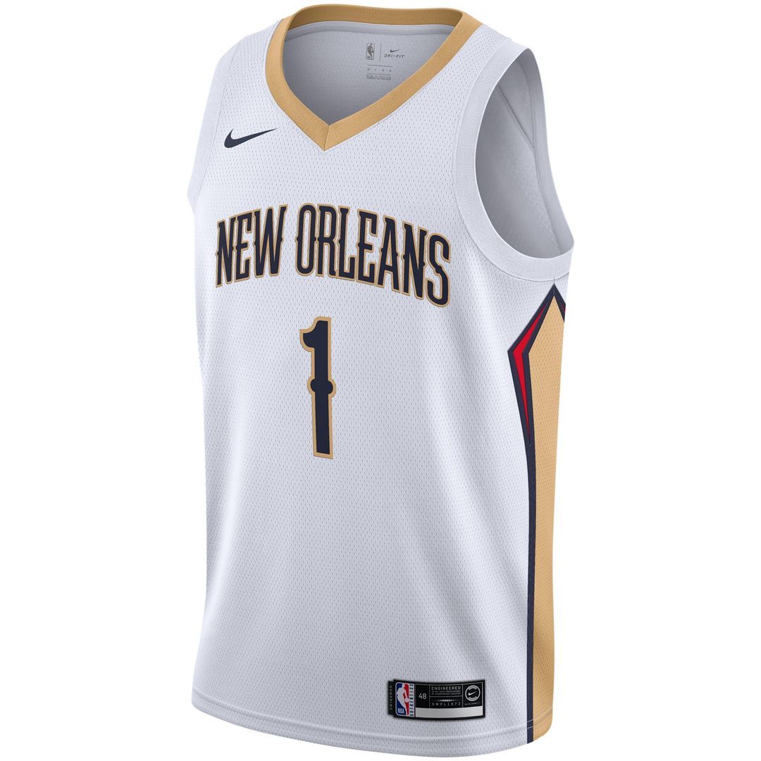 Zion Williamson New Orleans Pelicans Nike 2019/2020 Swingman Jersey - Association Edition - White Official NBA Team Apparel Basketball Fan Gear