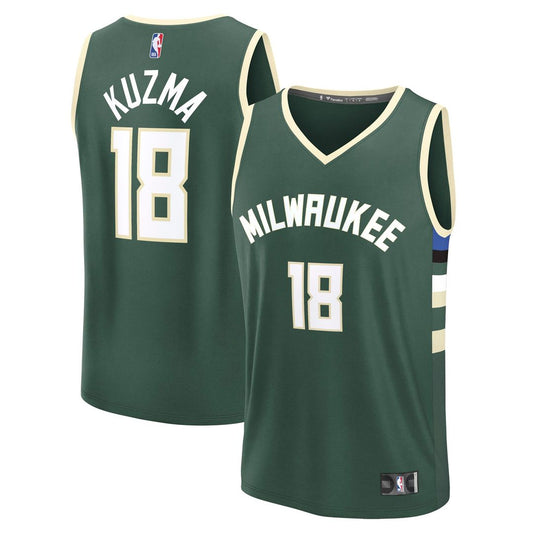 Kyle Kuzma Milwaukee Bucks Fanatics Fast Break Replica Player Jersey - Icon Edition - Hunter Green Official NBA Team Apparel Basketball Fan Gear
