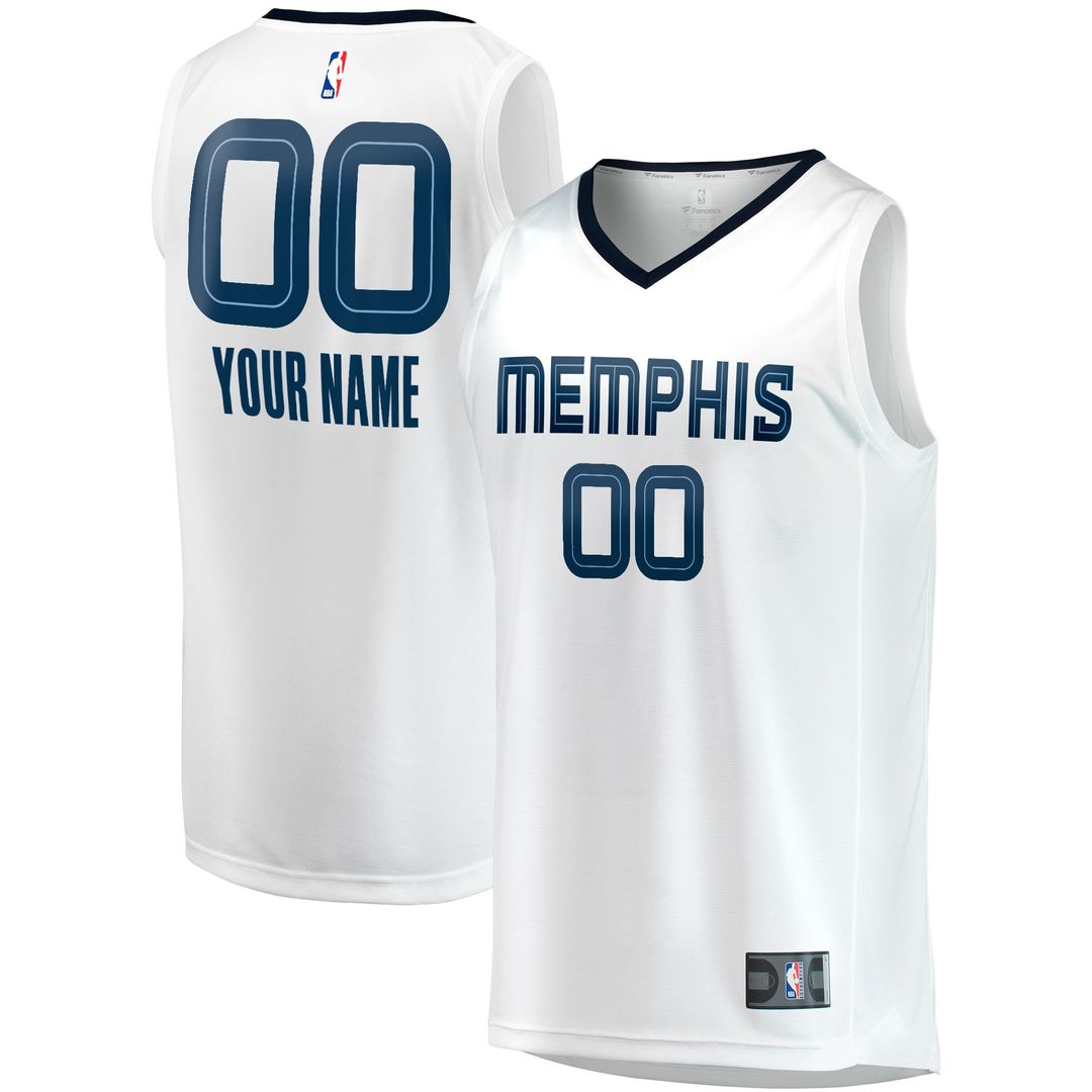 Memphis Grizzlies Fanatics Youth Fast Break Replica Custom Jersey - Association Edition - White Official NBA Team Apparel Basketball Fan Gear