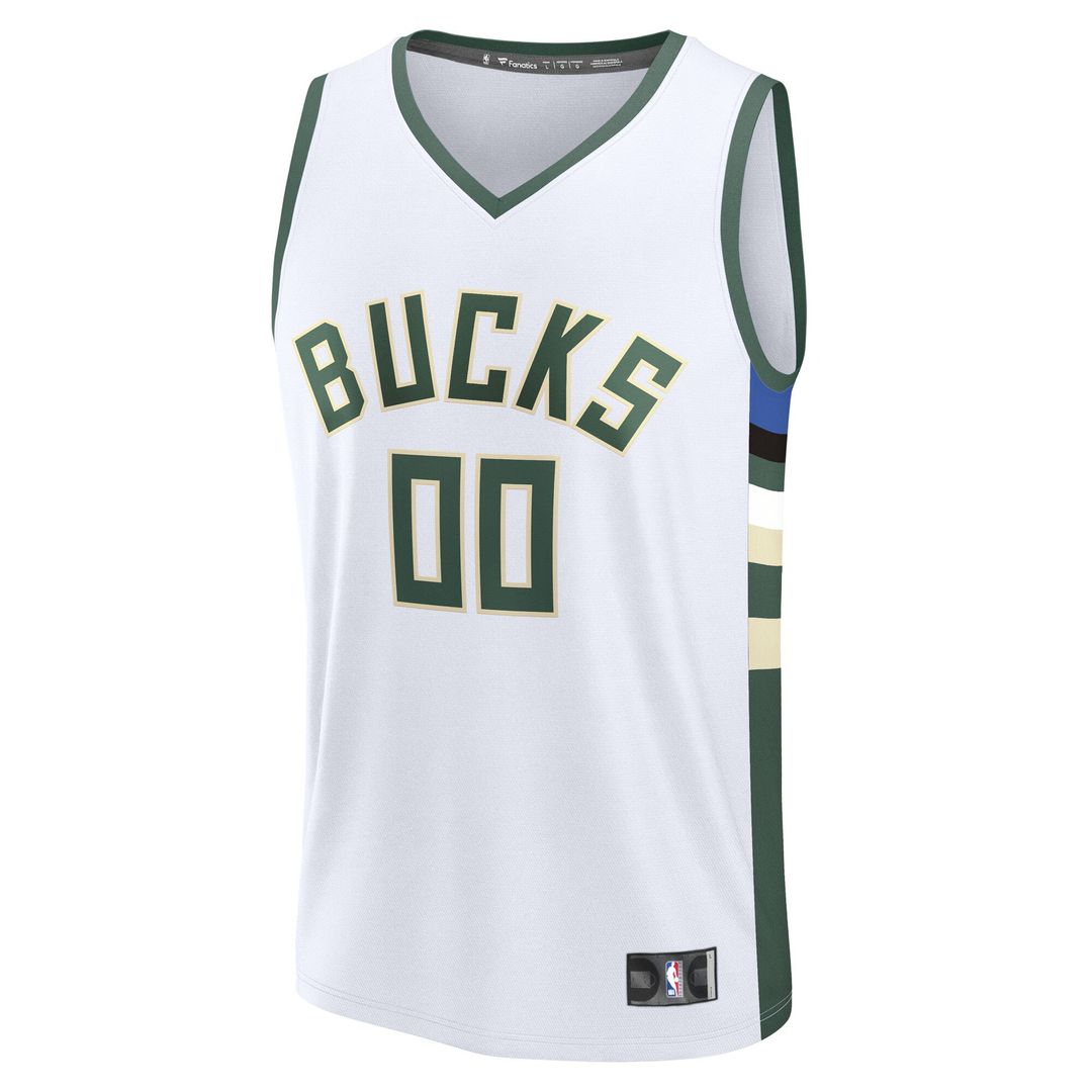Milwaukee Bucks Fanatics Fast Break Custom Jersey - Association Edition - White Official NBA Team Apparel Basketball Fan Gear