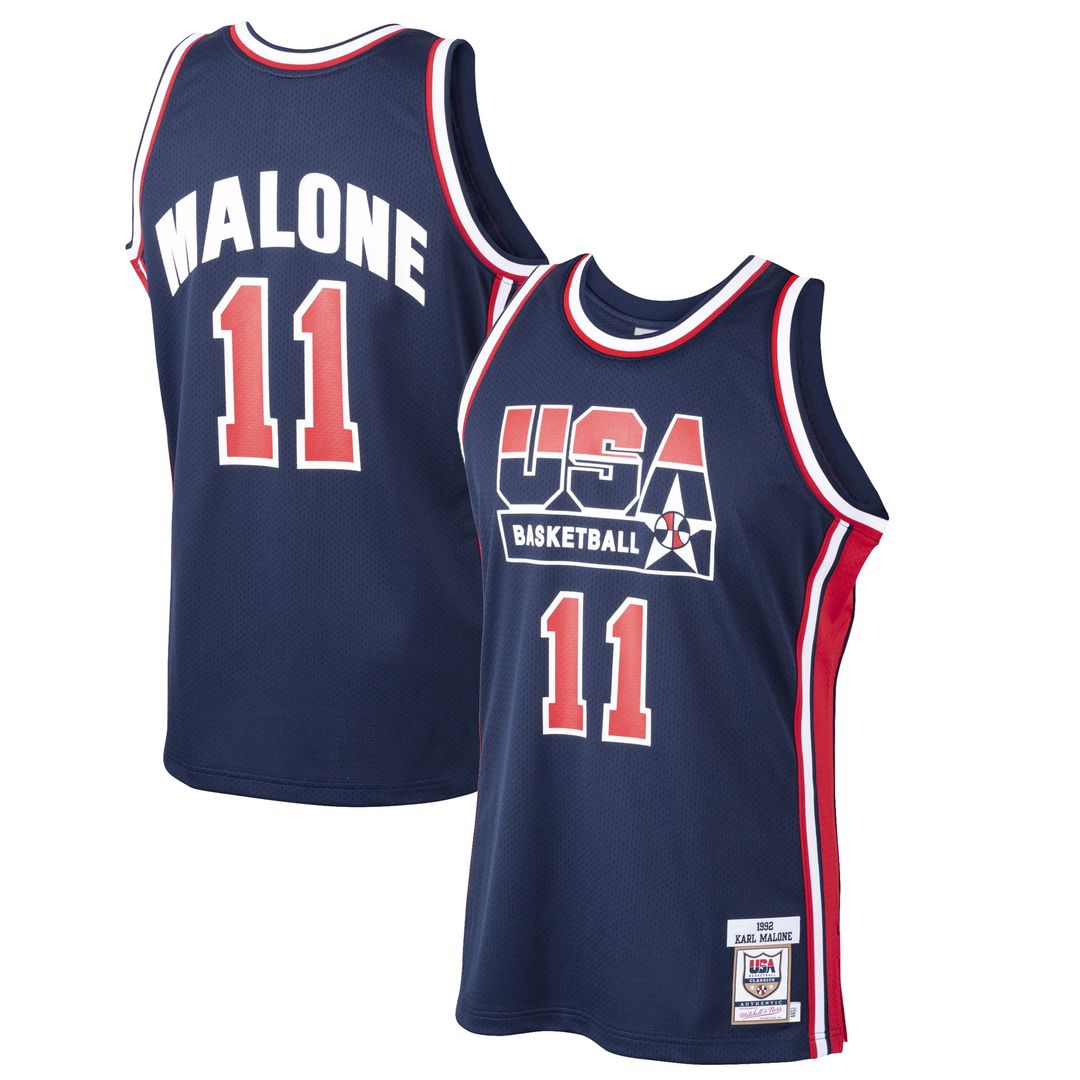 Karl Malone USA Basketball Mitchell & Ness 1992 Dream Team Authentic Jersey - Navy Official NBA Team Apparel Basketball Fan Gear