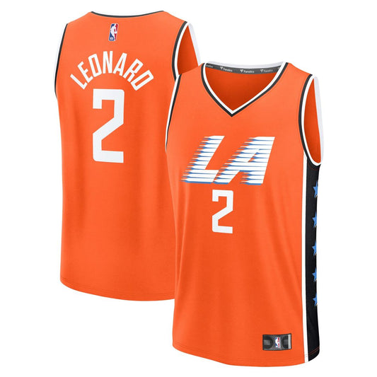 Kawhi Leonard LA Clippers Fanatics 2025/26 City Edition Fast Break Jersey - Orange Official NBA Team Apparel Basketball Fan Gear