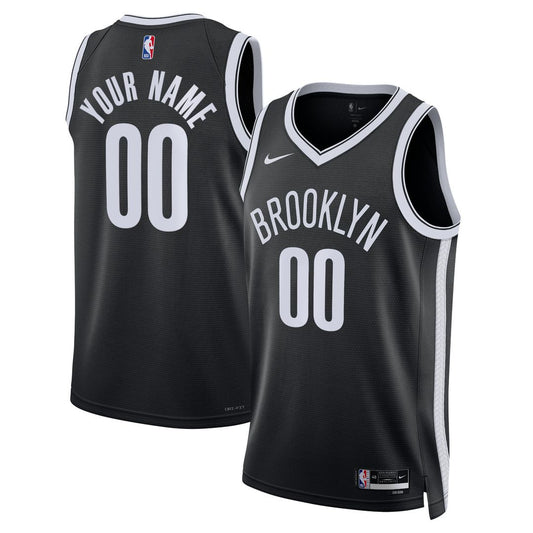 Brooklyn Nets Nike Unisex Swingman Custom Jersey Black - Icon Edition Official NBA Team Apparel Basketball Fan Gear