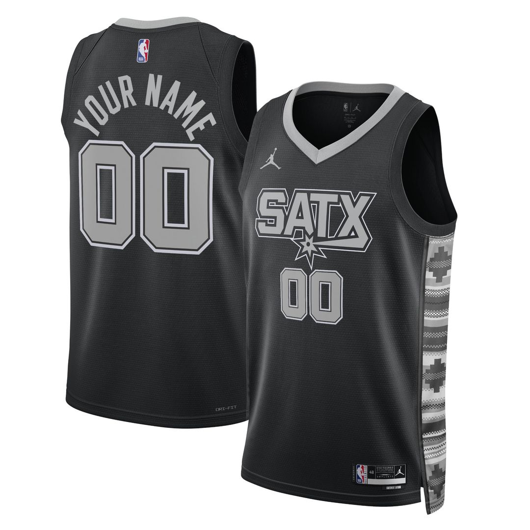 San Antonio Spurs Jordan Brand Unisex 2022/23 Swingman Custom Jersey - Statement Edition - Black Official NBA Team Apparel Basketball Fan Gear