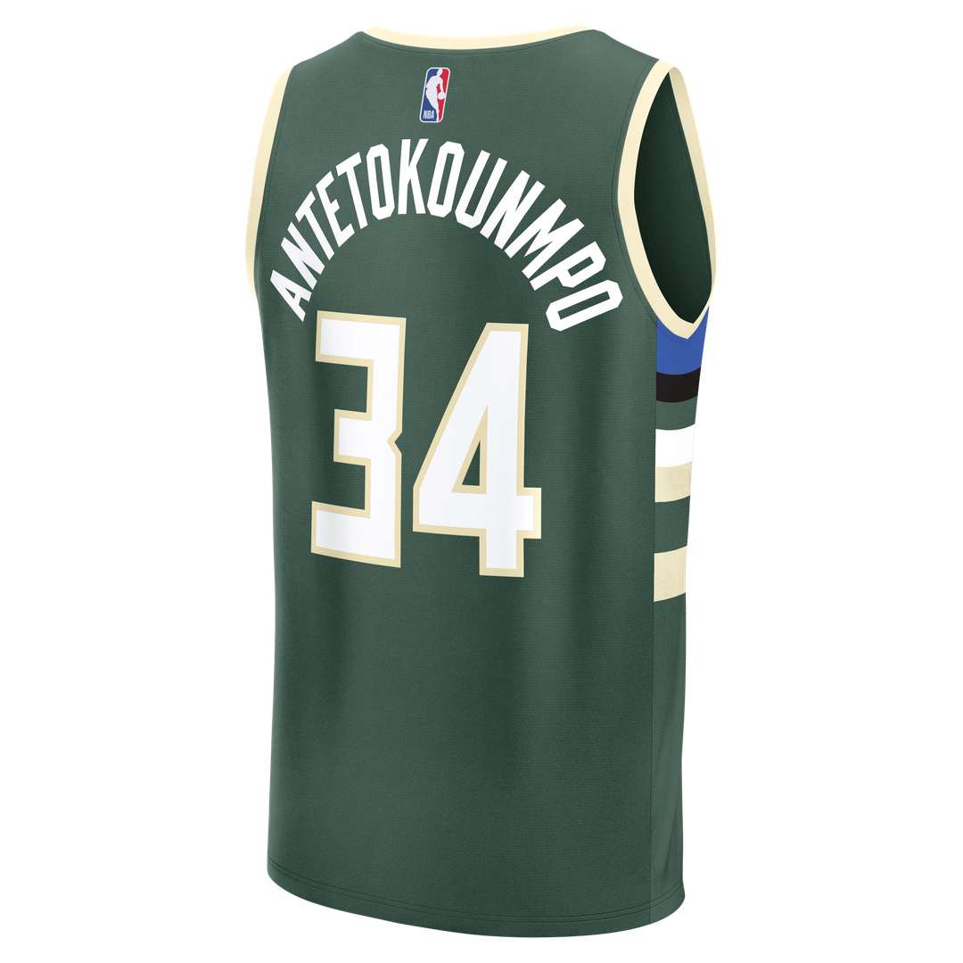 Giannis Antetokounmpo Milwaukee Bucks Fanatics Fast Break Replica Player Jersey - Icon Edition - Hunter Green Official NBA Team Apparel Basketball Fan