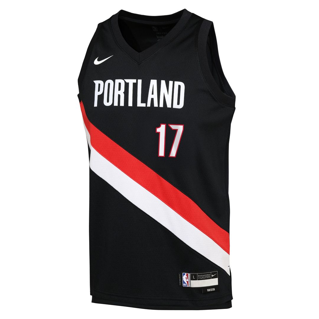 Shaedon Sharpe Portland Trail Blazers Nike Youth Icon Edition Swingman Jersey - Black Official NBA Team Apparel Basketball Fan Gear