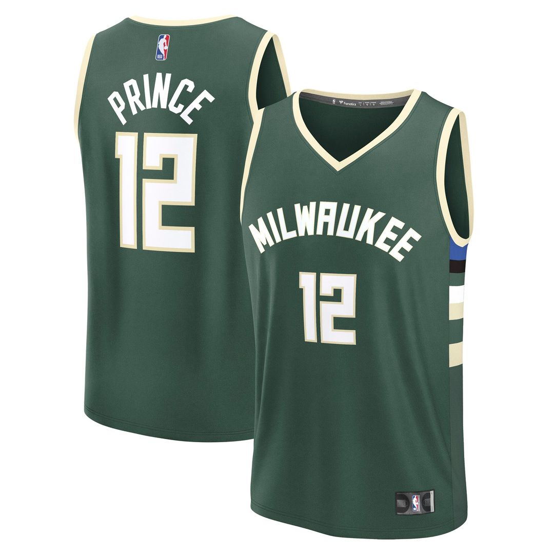 Taurean Prince Milwaukee Bucks Fanatics Fast Break Replica Player Jersey - Icon Edition - Hunter Green Official NBA Team Apparel Basketball Fan Gear