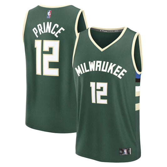 Taurean Prince Milwaukee Bucks Fanatics Fast Break Replica Player Jersey - Icon Edition - Hunter Green Official NBA Team Apparel Basketball Fan Gear