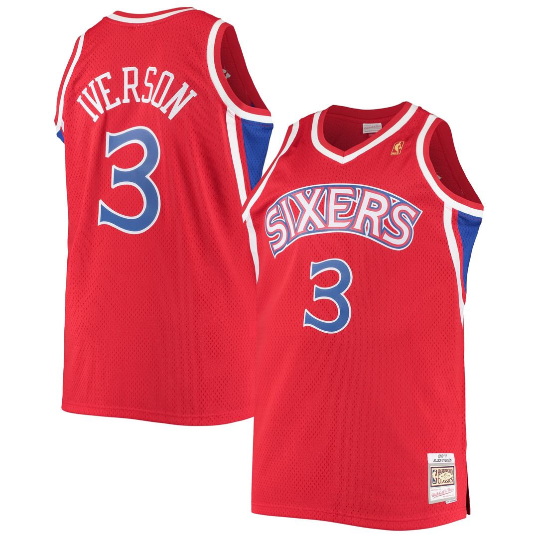 Allen Iverson Philadelphia 76ers Mitchell & Ness 1996/97 Big & Tall Hardwood Classics Swingman Jersey - Royal Official NBA Team Apparel Basketball Fan