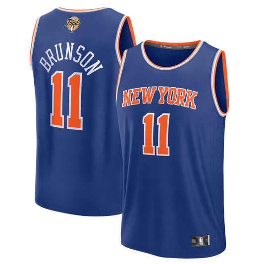 Jalen Brunson New York Knicks Fanatics Youth 2026 NBA Finals Patch Fast Break Jersey - Blue - Icon Edition Official NBA Team Apparel Basketball Fan Ge