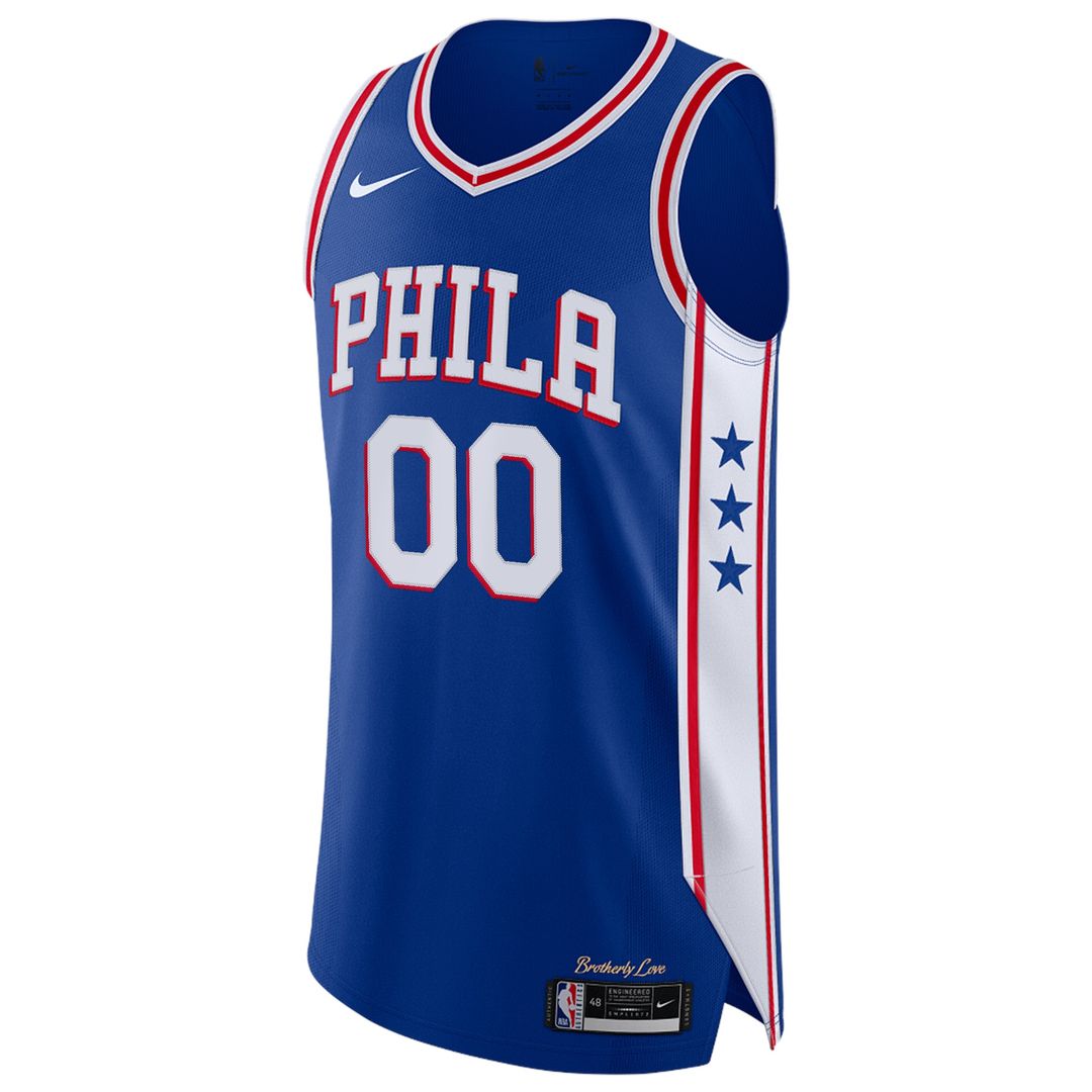 Philadelphia 76ers Nike Custom Authentic Jersey - Icon Edition - Royal Official NBA Team Apparel Basketball Fan Gear
