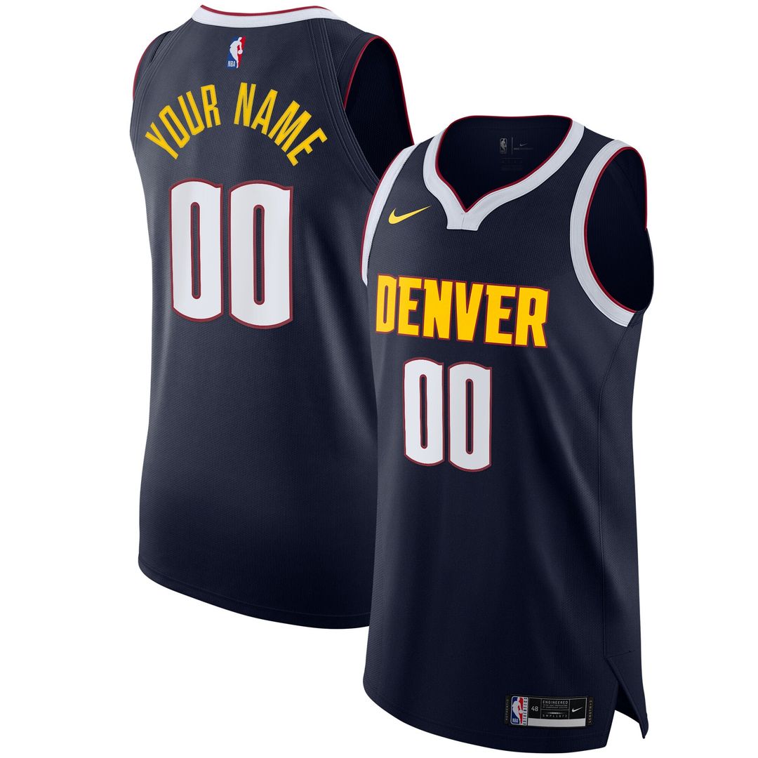 Denver Nuggets Nike 2020/21 Authentic Custom Jersey Navy - Icon Edition Official NBA Team Apparel Basketball Fan Gear