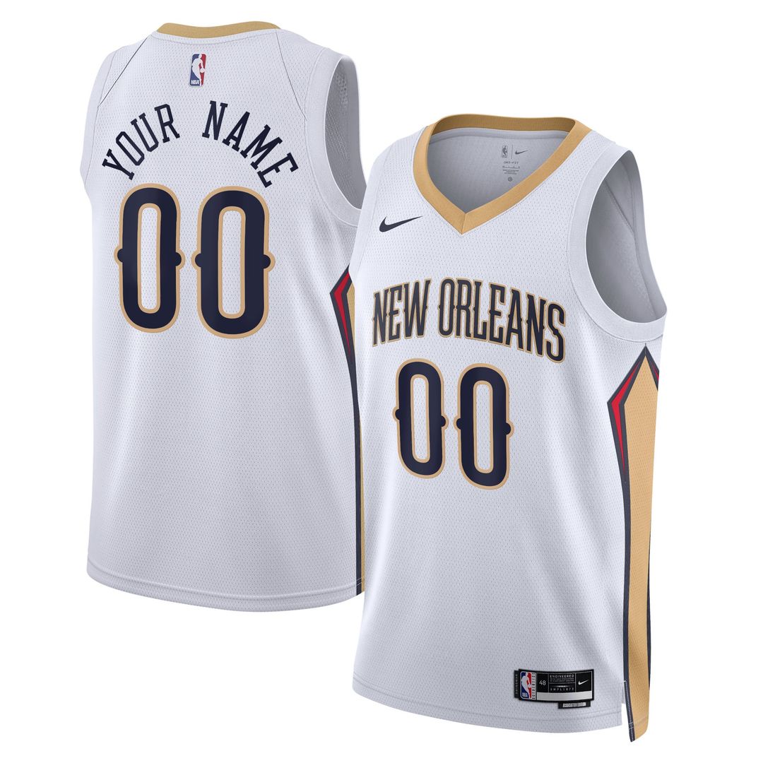 New Orleans Pelicans Nike Unisex Swingman Custom Jersey White - Association Edition Official NBA Team Apparel Basketball Fan Gear