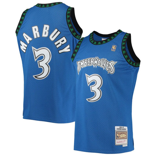 Stephon Marbury Minnesota Timberwolves Mitchell & Ness 1996/97 Hardwood Classics Swingman Jersey - Blue Official NBA Team Apparel Basketball Fan Gear