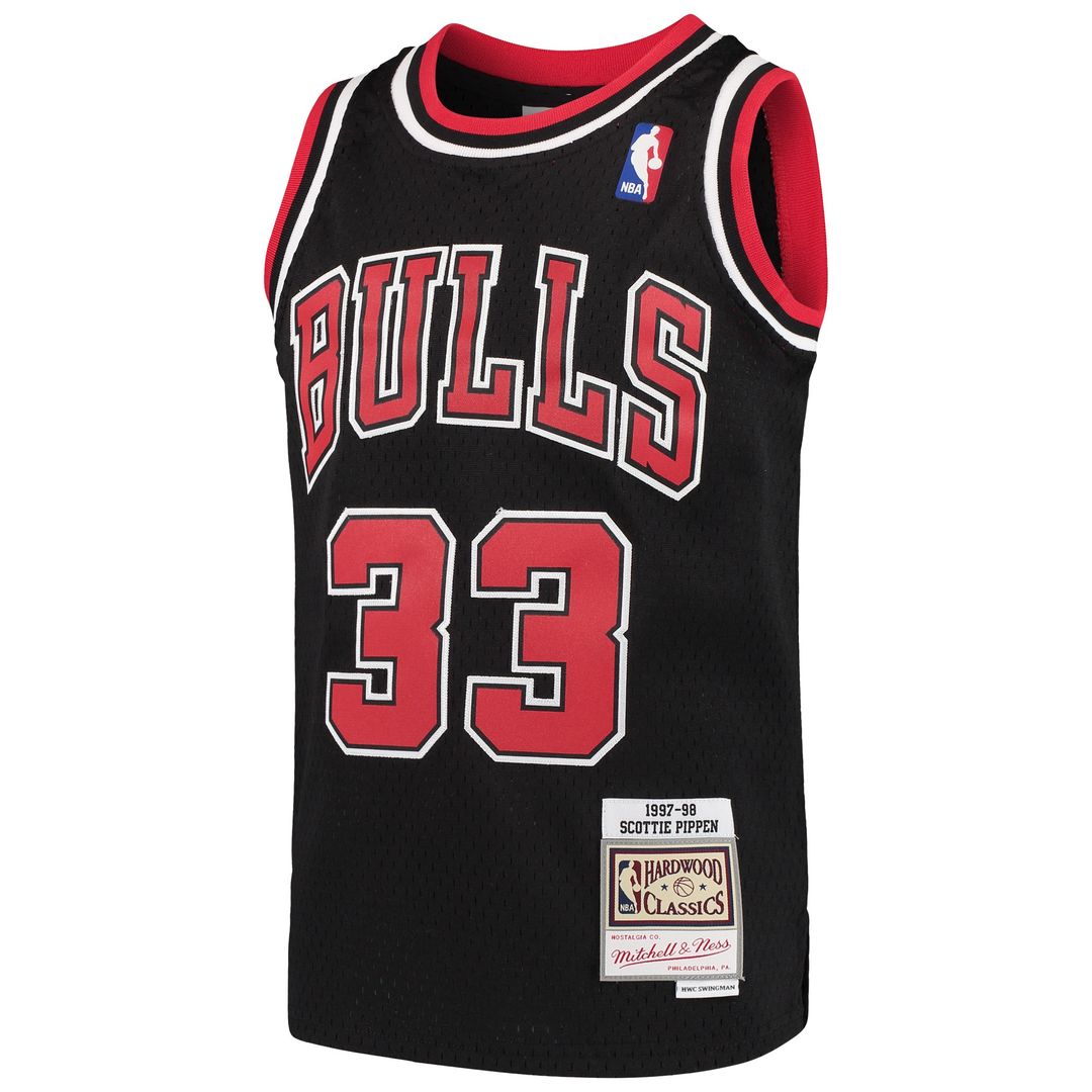 Scottie Pippen Chicago Bulls Mitchell & Ness Youth Hardwood Classics Swingman Throwback Jersey - Black Official NBA Team Apparel Basketball Fan Gear