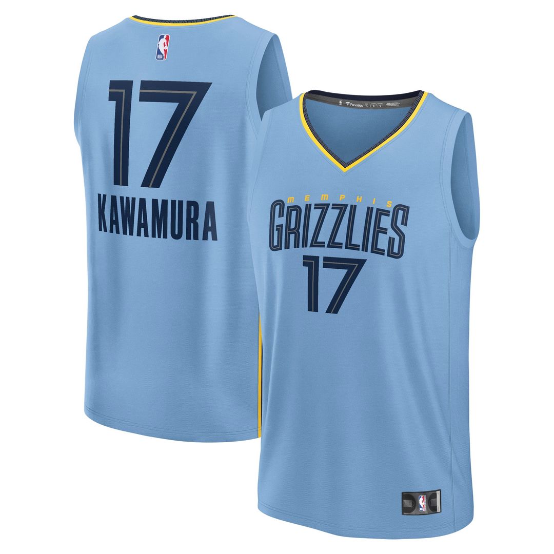 Yuki Kawamura Memphis Grizzlies Fanatics Fast Break Replica Player Jersey - Statement Edition - Light Blue Official NBA Team Apparel Basketball Fan Ge