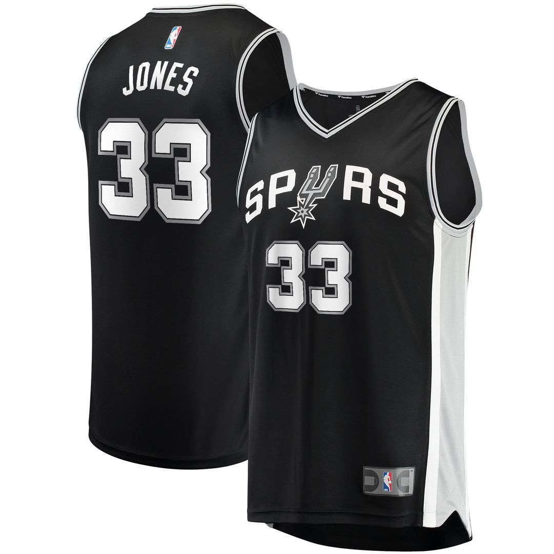 Tre Jones San Antonio Spurs Fanatics Fast Break Replica Jersey - Icon Edition - Black Official NBA Team Apparel Basketball Fan Gear
