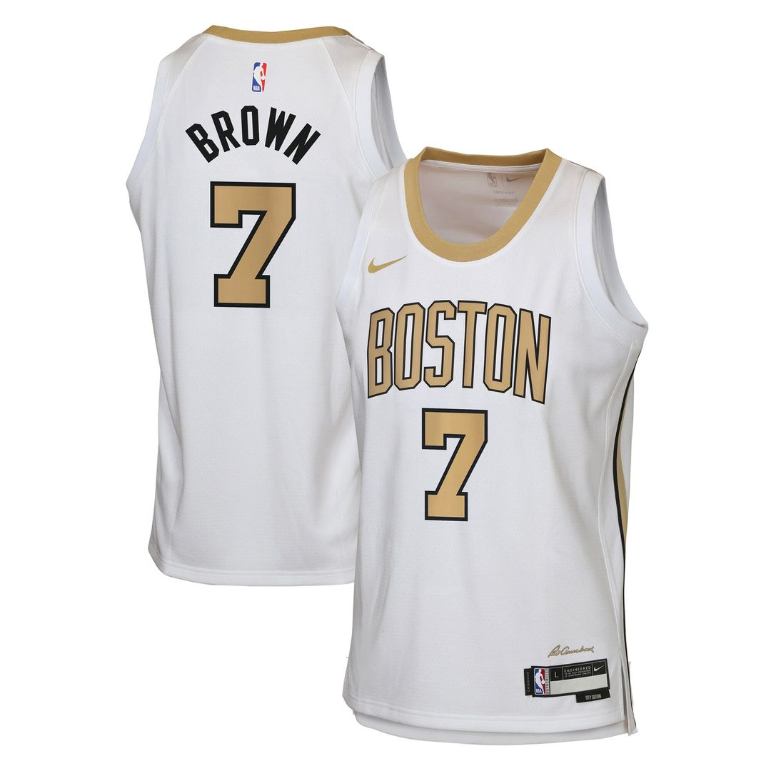 Jaylen Brown Boston Celtics Nike Youth 2025/26 City Edition Swingman Jersey - White Official NBA Team Apparel Basketball Fan Gear
