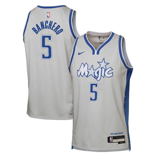 Paolo Banchero Orlando Magic Nike Youth 2025/26 City Edition Swingman Jersey - Silver Official NBA Team Apparel Basketball Fan Gear