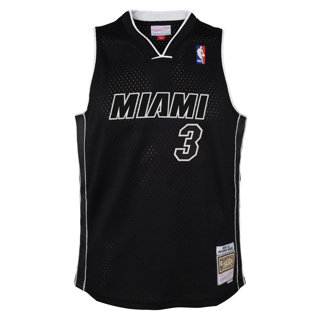 Dwyane Wade Miami Heat Mitchell & Ness Youth 2011/12 Hardwood Classics Swingman Alternate Jersey - Black Official NBA Team Apparel Basketball Fan Gear