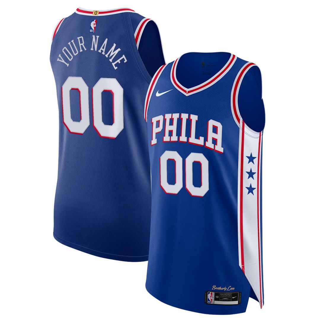 Philadelphia 76ers Nike Custom Authentic Jersey - Icon Edition - Royal Official NBA Team Apparel Basketball Fan Gear