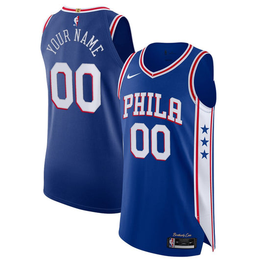 Philadelphia 76ers Nike Custom Authentic Jersey - Icon Edition - Royal Official NBA Team Apparel Basketball Fan Gear