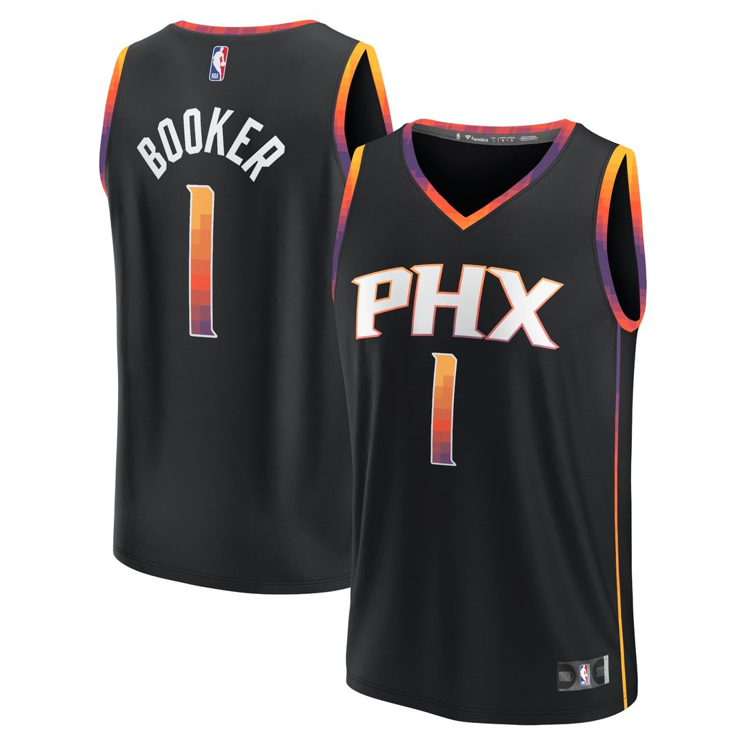 Devin Booker Phoenix Suns Fanatics Fast Break Replica Player Jersey - Statement Edition - Black Official NBA Team Apparel Basketball Fan Gear