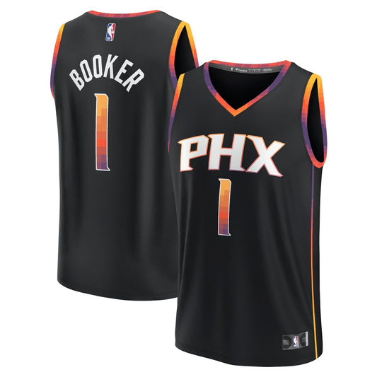 Devin Booker Phoenix Suns Fanatics Fast Break Replica Player Jersey - Statement Edition - Black Official NBA Team Apparel Basketball Fan Gear