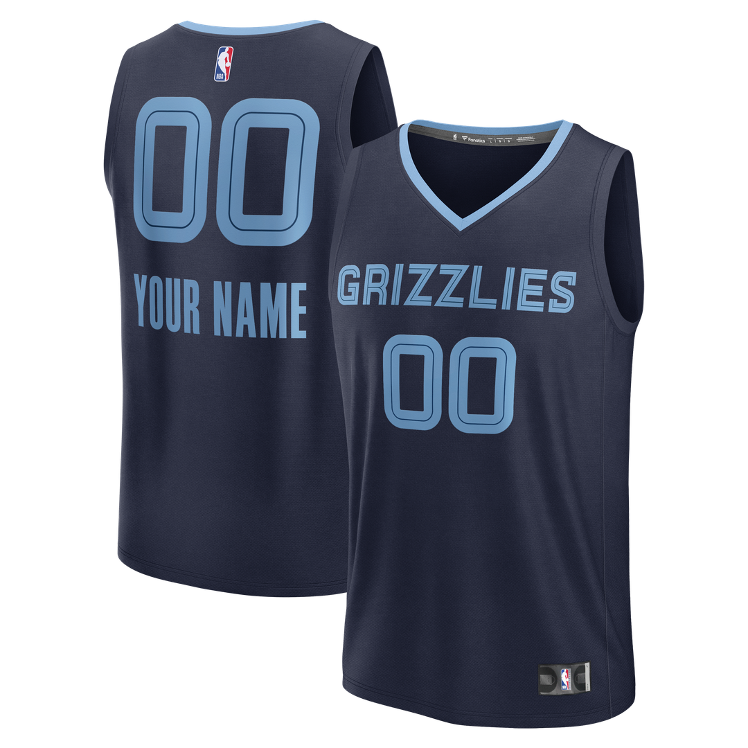 Memphis Grizzlies Fanatics Youth Fast Break Custom Jersey - Icon Edition - Navy Official NBA Team Apparel Basketball Fan Gear