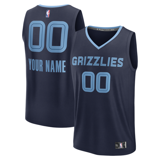 Memphis Grizzlies Fanatics Youth Fast Break Custom Jersey - Icon Edition - Navy Official NBA Team Apparel Basketball Fan Gear