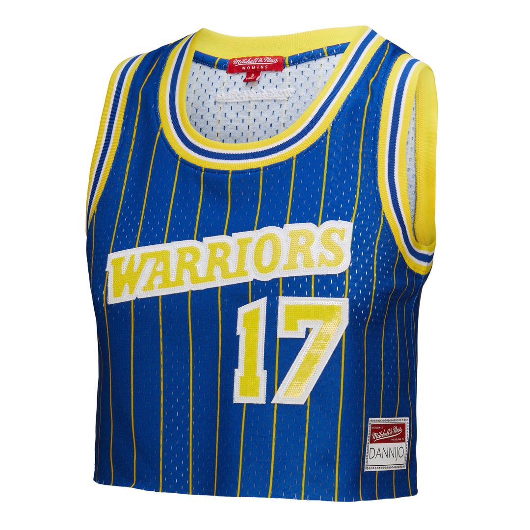 Chris Mullin Golden State Warriors Mitchell & Ness x DANNIJO Women's Fashion Cropped Basketball Jersey - Royal Official NBA Team Apparel Basketball Fa