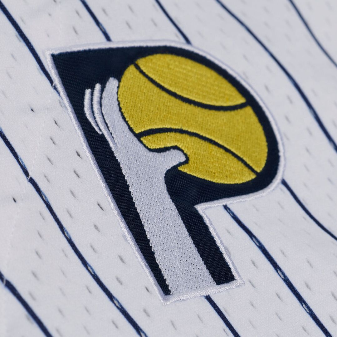 Indiana Pacers Mitchell & Ness Head Coach Pinstripe Mesh Full-Button Baseball Jersey - White Official NBA Team Apparel Basketball Fan Gear