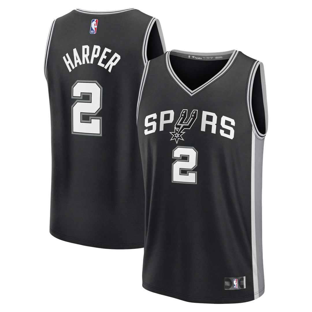 Dylan Harper San Antonio Spurs Fanatics Fast Break Jersey - Black - Icon Edition Official NBA Team Apparel Basketball Fan Gear